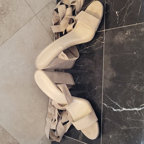 Wild Diva Lounge light brown suede wrap heels - Picture 2 of 2